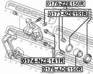 Rear brake caliper piston Febest 0176-ADE150R