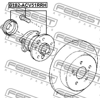 Wheel hub, rear right Febest 0182-ACV51RRH
