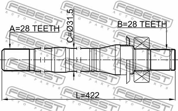 Right axle shaft Febest 2212-SORXM