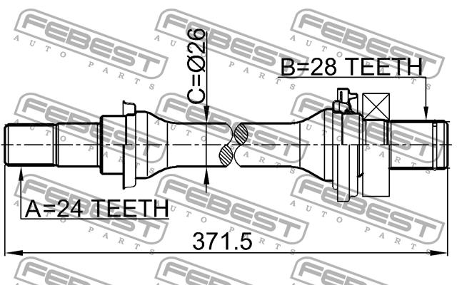 Right axle shaft Febest 2212-SPAAT