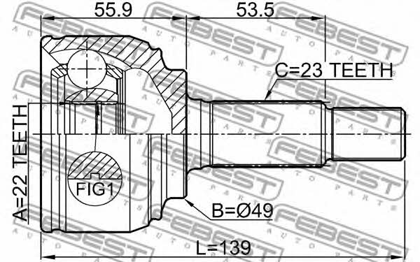 CV joint Febest 0210-K12E