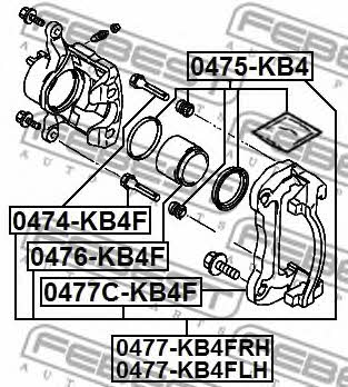 Brake caliper front right Febest 0477-KB4FRH