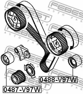 Tensioner pulley, timing belt Febest 0487-V97W