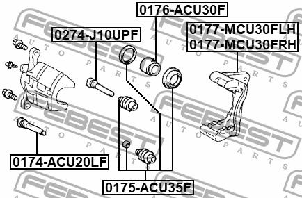 Brake caliper front left Febest 0177-MCU30FLH