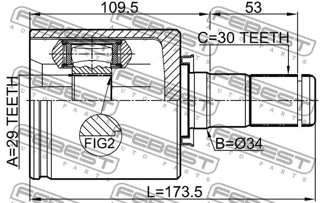 CV joint Febest 0211-T31LH