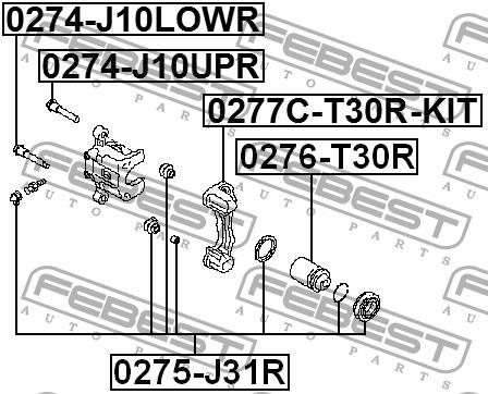 Bracket rear brake caliper Febest 0277C-T30R-KIT