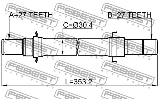 Left axle shaft Febest 0312-HRVMTLH