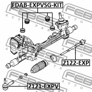 Silent block steering rack, kit Febest FDAB-EXPVSG-KIT