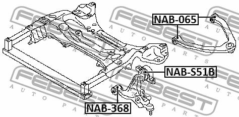 Front lower control arm front bushing Febest NAB-368