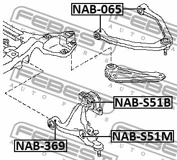 Silent block, front lower arm Febest NAB-369