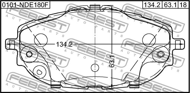 Febest 0101-NDE180F Brake Pad Set, disc brake 0101NDE180F