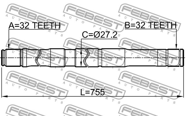 Right axle shaft Febest 2012-SEBRH