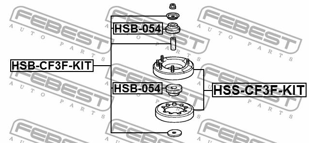 Spacer Bush, shock absorber Febest HSB-CF3F-KIT