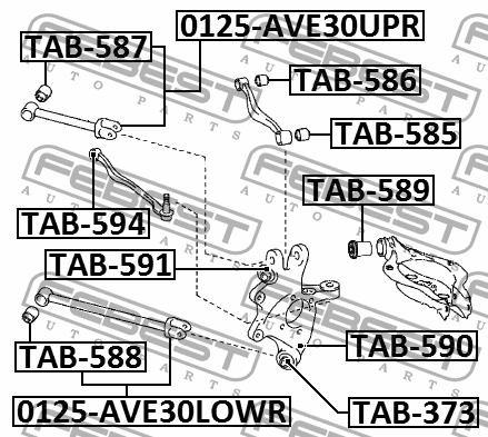 Rear axle bush, lower Febest TAB-590