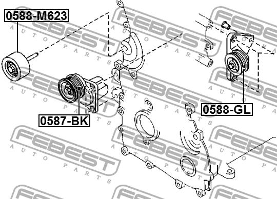 Idler roller Febest 0587-BK