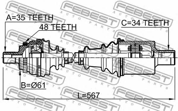 Febest Drive shaft left – price [object Object] PLN