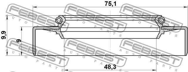 Rear wheel hub oil seal Febest 95GDS-50750910X