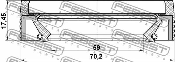 Front wheel hub oil seal Febest 95MBS-61700817X