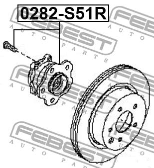 Wheel hub with rear bearing Febest 0282-S51R