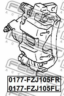 Brake caliper rear right Febest 0177-FZJ105FR