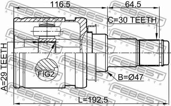 CV joint Febest 0111-KUN26