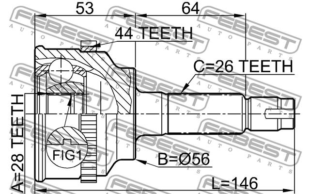CV joint Febest 0510-034A44