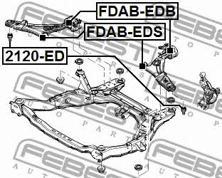 Silent block rear lower arm rear Febest FDAB-EDB
