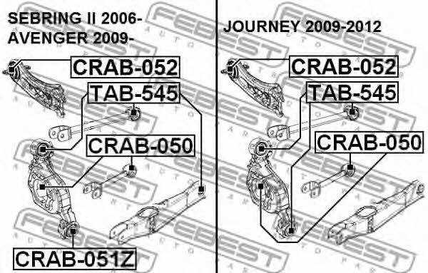 Silent block rear wishbone Febest CRAB-050