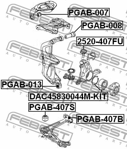 Silent block front upper arm Febest PGAB-007