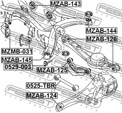 Silent block gearbox rear axle Febest MZAB-143
