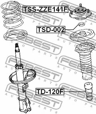 Strut bearing with bearing kit Febest TSS-ZZE141F