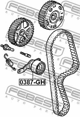 Tensioner pulley, timing belt Febest 0387-GH