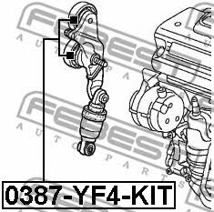V-ribbed belt tensioner (drive) roller Febest 0387-YF4-KIT