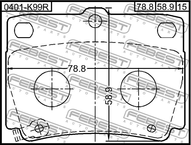 Febest 0401-K99R Brake Pad Set, disc brake 0401K99R