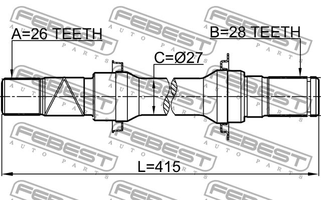Right axle shaft Febest 0512-BL16AT