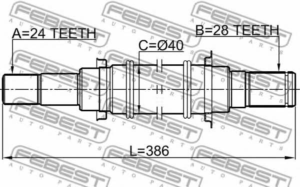 Right axle shaft Febest 0512-BL16MT