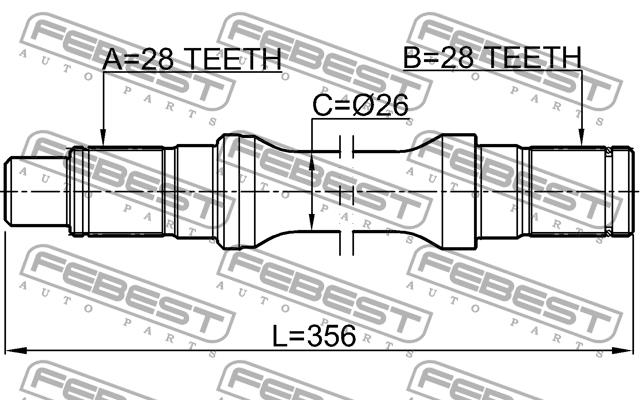 Left axle shaft Febest 0512-BT50LH