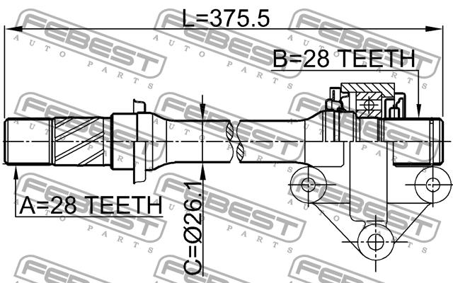 Right axle shaft Febest 0512-CP