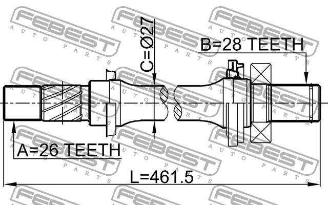 Right axle shaft Febest 0512-M316AT