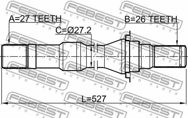 Right axle shaft Febest 1012-V250ATRH