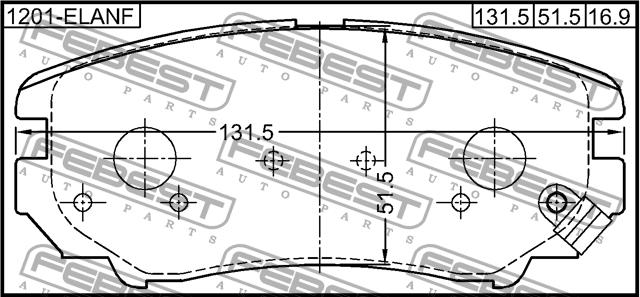 Febest 1201-ELANF Brake Pad Set, disc brake 1201ELANF