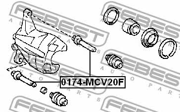 Caliper slide pin Febest 0174-MCV20F