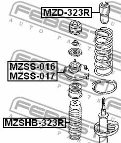 Rear shock absorber bump Febest MZD-323R