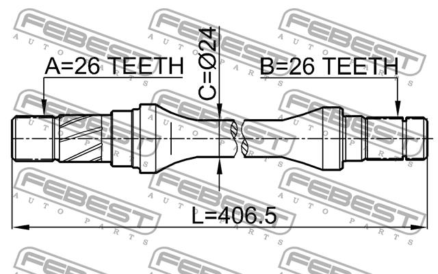 Right axle shaft Febest 0512-626GD