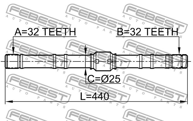 Right axle shaft Febest 0212-SR20RH