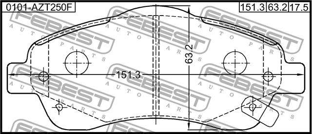 Febest 0101-AZT250F Brake Pad Set, disc brake 0101AZT250F