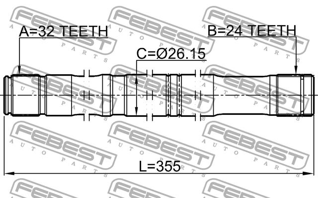 Left axle shaft Febest 0112-CDT220LH