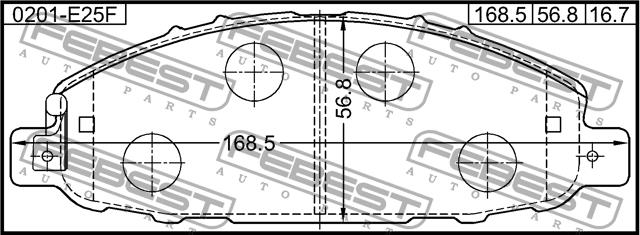 Febest 0201-E25F Brake Pad Set, disc brake 0201E25F