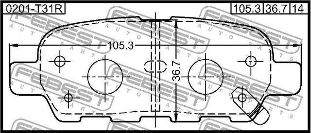 Febest 0201-T31R Brake Pad Set, disc brake 0201T31R