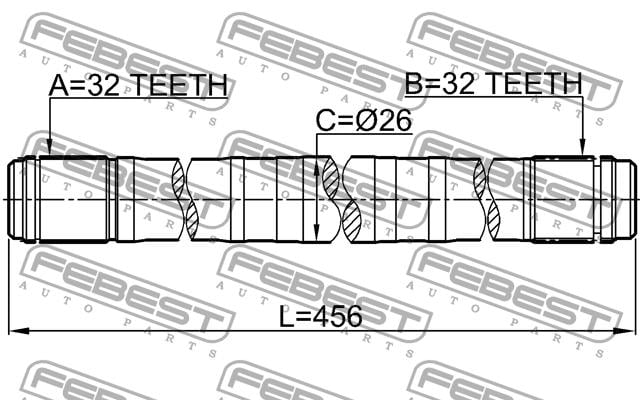 Left axle shaft Febest 0312-RD1LH